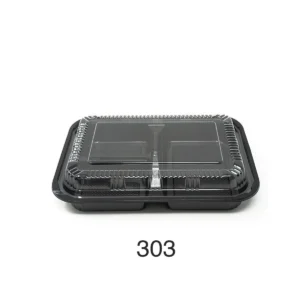 TZ-303 black PP take out bento box reusable stackable 9x6x1.3 270 pack