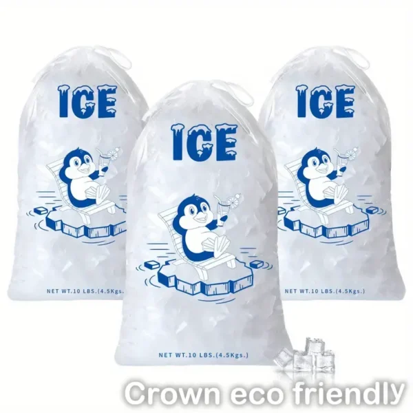 5 LB. Clear Plastic Ice Bag with Ice Print - 1000/Bundle