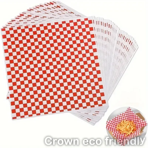 12″ x 12″ Red Check Deli Sandwich Wrap 5000/Case
