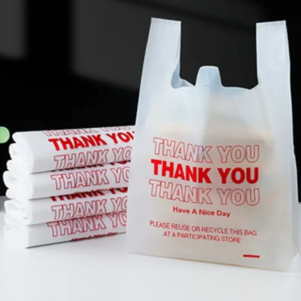 white thank you plastic t-shirt bags