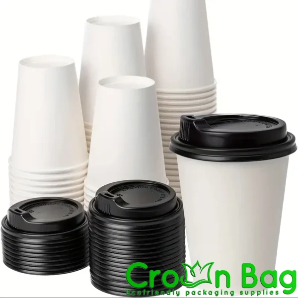 Dome Lids for10,12,16, 20 oz. Hot Coffee Cup-Black1000