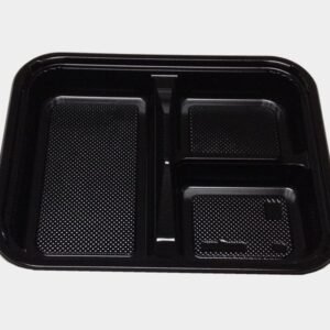 Black takeout bento box with lid microwave safe disposable food container 252 case