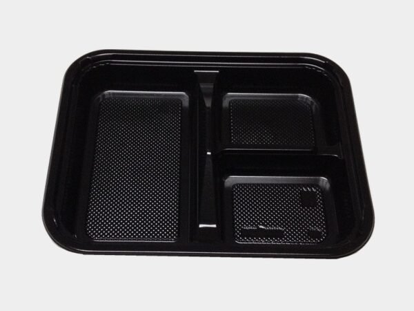 Black takeout bento box with lid microwave safe disposable food container 252 case