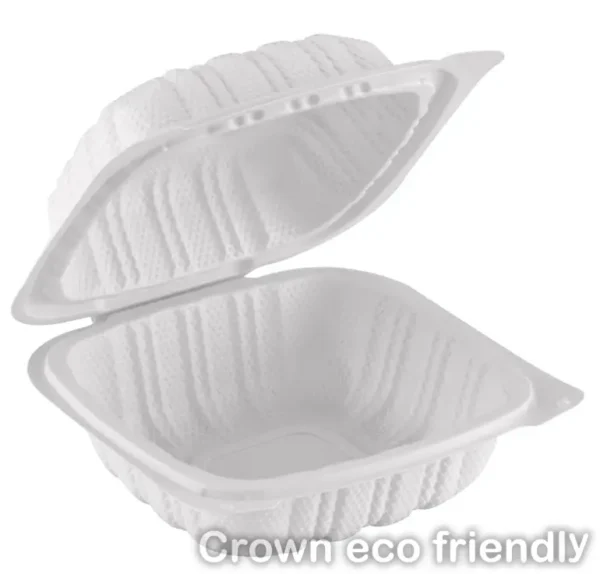 Square Clamshell PP Hinged Container 6x6x3"/ 250 Pcs