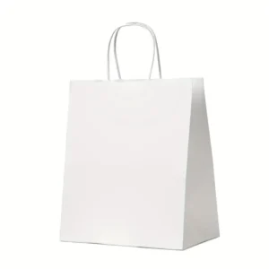 Bistro White Paper Shopping Bag with Handles - 250/Bundle