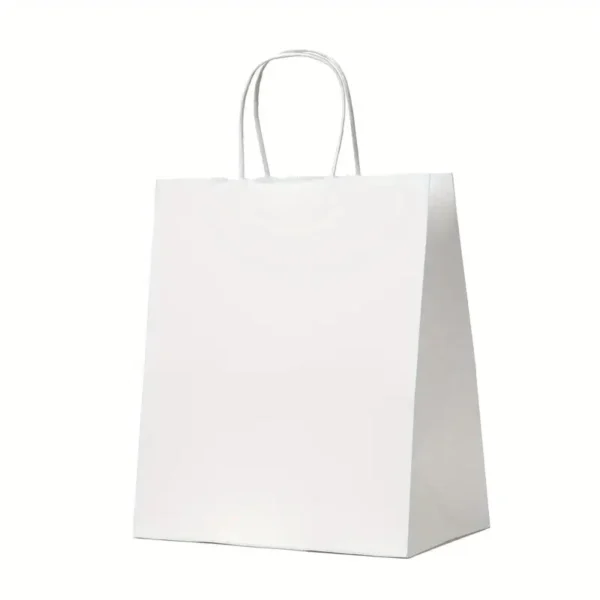 Bistro White Paper Shopping Bag with Handles - 250/Bundle